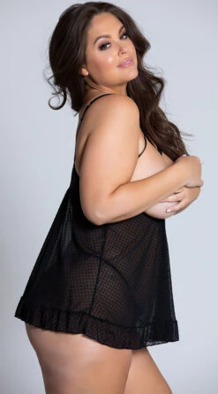 Plus Size Sheer Open Cup Babydoll And Panty -Lingerie Shop BA 3104X BLACK PS05282019 10