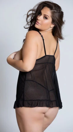 Plus Size Sheer Open Cup Babydoll And Panty -Lingerie Shop BA 3104X BLACK PS05282019 12