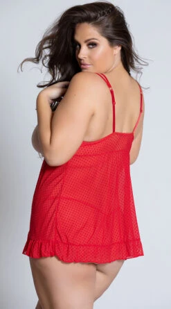 Plus Size Sheer Open Cup Babydoll And Panty -Lingerie Shop BA 3104X RED PS05282019 9