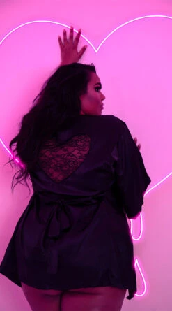 Be Wicked Plus Size Amora Heart Satin Robe 7 Be Wicked Plus Size Amora Heart Satin Robe -Lingerie Shop BW 1964X 1 2021VDAY