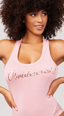 Dreamgirl Blushing Bridesmaid Bodysuit -Lingerie Shop DG 11830 LACE BRIDESMAID BODYSUIT PINK 5065