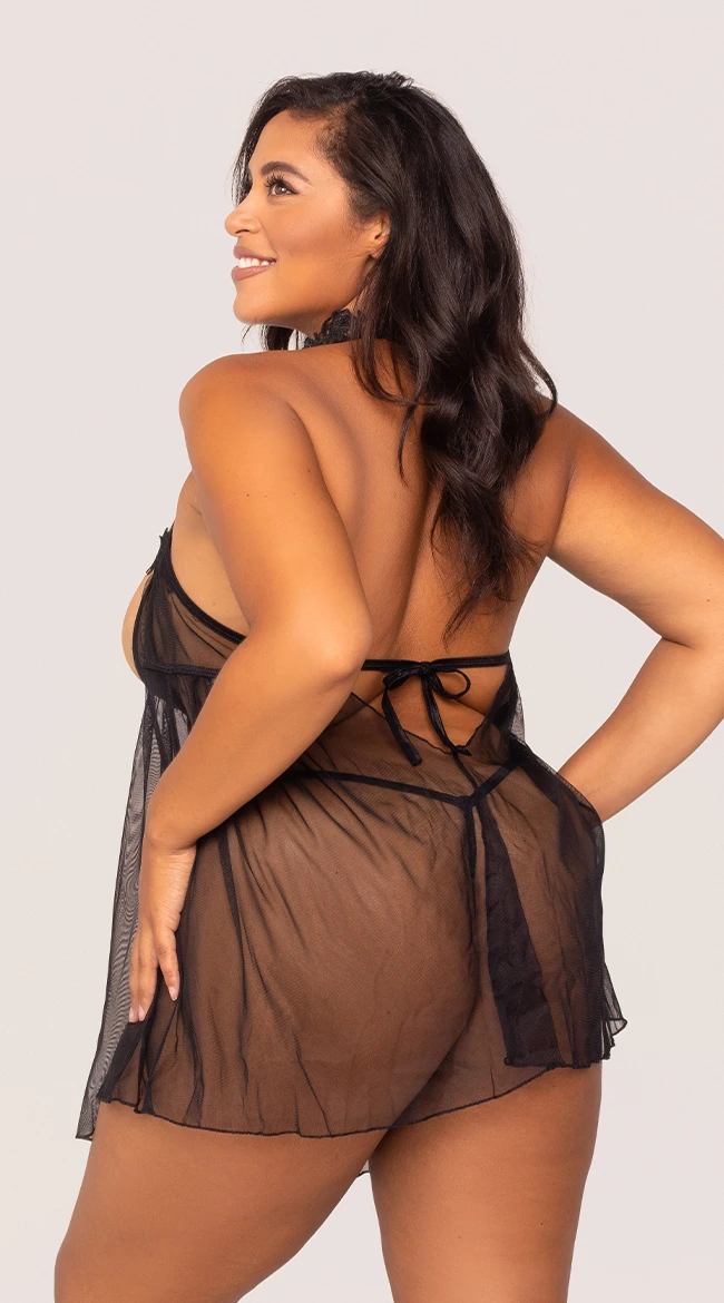 Dreamgirl Plus Size Thorn Or A Rose Babydoll Set 5 Dreamgirl Plus Size Thorn Or A Rose Babydoll Set - Image 3