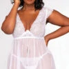 Dreamgirl Plus Size Bridal Babe Flyaway Babydoll Set