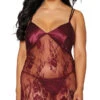 Dreamgirl Plus Size Burgundy Elegance Chemise Set 1 Dreamgirl Plus Size Burgundy Elegance Chemise Set -Lingerie Shop DG 12787X Burgundy Front 2023MAY