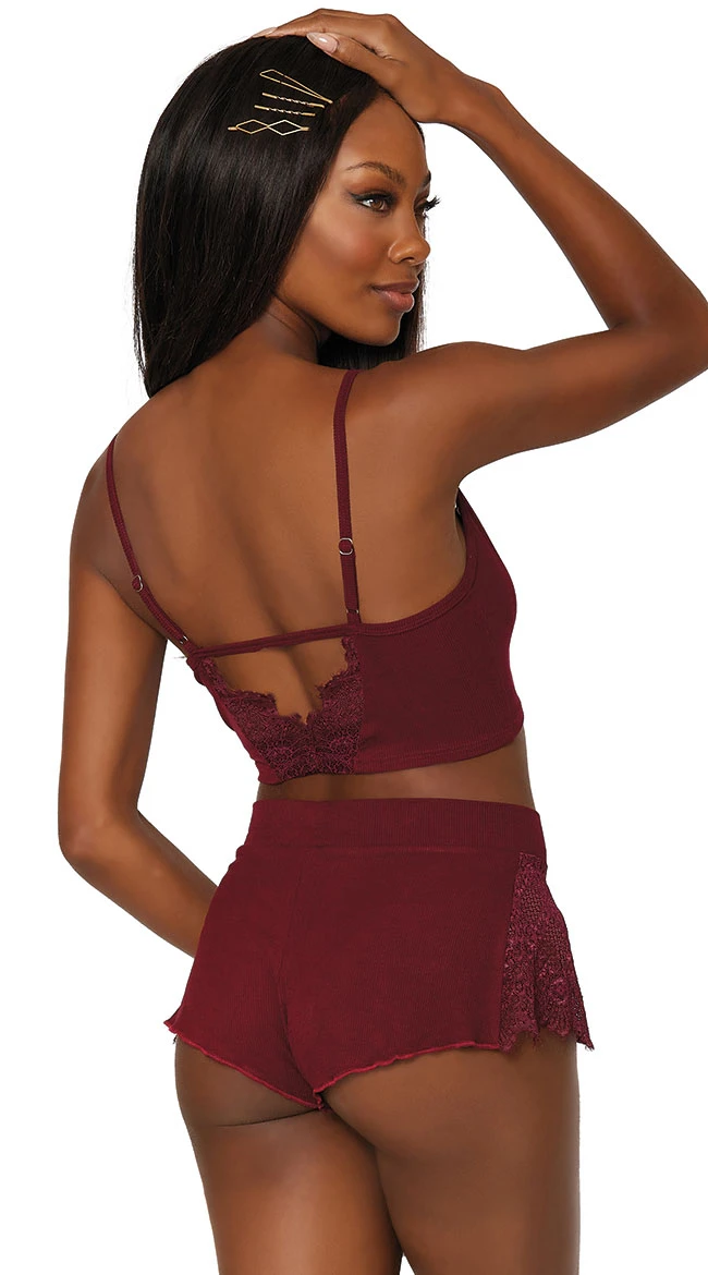 Dreamgirl Snug Knit And Lace Pajama Set 4 Dreamgirl Snug Knit And Lace Pajama Set - Image 2