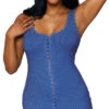 Dreamgirl Sweet Dreams Ribbed Nightgown -Lingerie Shop DG 12792 Periwinkle Front 2023MAY