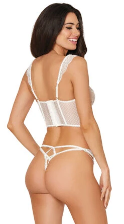 Dreamgirl Bridal Elegance Bustier Set -Lingerie Shop DG 12799 White Back 2023MAY