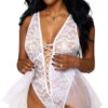 Dreamgirl Bridal Bliss Teddy Set 2 Dreamgirl Bridal Bliss Teddy Set -Lingerie Shop DG 12918 White Front 2023MAY