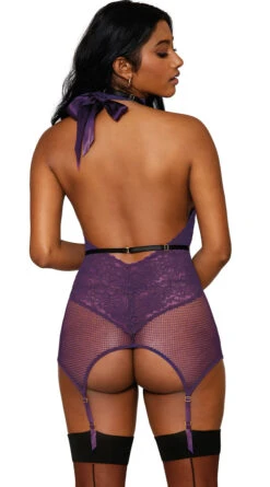 Dreamgirl Pleasure Princess Chemise Set -Lingerie Shop DG 12923 Aubergine Back 2023MAY