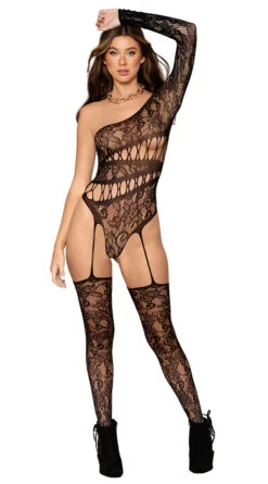 Dreamgirl Asymmetrical Fishnet And Strappy Bodystocking
