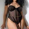 Plus Size Netting But Chains Garter Teddy -Lingerie Shop ES 2727X Black Front 2023APRIL