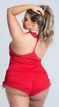 Plus Size Cut Corners Pajama Short Set 11 Plus Size Cut Corners Pajama Short Set -Lingerie Shop ES 7095X RED PS02042020 7 Edit