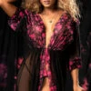 Meadow Chic Robe Set 2 Meadow Chic Robe Set -Lingerie Shop ES 7380 BlackPrint Front 2022FEBPO25540