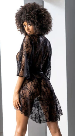 Floral Elegance Robe Set -Lingerie Shop ES 7495 Black Back 2023APRIL