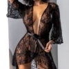Floral Elegance Robe Set 2 Floral Elegance Robe Set -Lingerie Shop ES 7495 Black Front 2023APRIL