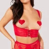 Yandy Eye Catcher Open Cup Set 1 Yandy Eye Catcher Open Cup Set -Lingerie Shop EY 4420 SET CORSET MESH CHEEKY RED 1381