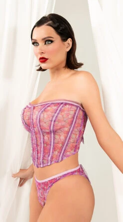 Yandy X Lana Rhoades Kiss Me Bustier Set -Lingerie Shop EY LNA 0015P LANA BUSTIER PANTY SET HEART PRINT 0820