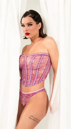 Yandy X Lana Rhoades Kiss Me Bustier Set -Lingerie Shop EY LNA 0015P LANA BUSTIER PANTY SET HEART PRINT 0821