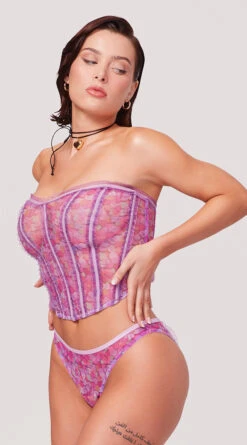 Yandy X Lana Rhoades Kiss Me Bustier Set -Lingerie Shop EY LNA 0015P LANA BUSTIER PANTY SET HEART PRINT 5257
