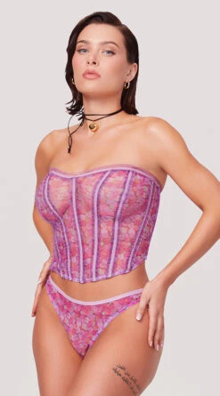 Yandy X Lana Rhoades Kiss Me Bustier Set -Lingerie Shop EY LNA 0015P LANA BUSTIER PANTY SET HEART PRINT 5281