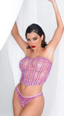 Yandy X Lana Rhoades Love Game Bustier Set -Lingerie Shop EY LNA 0015 LANA BUSTIER PANTY SET HEART PRINT 0846