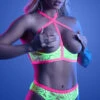Fantasy Black Light Cupless Neon Bra Set