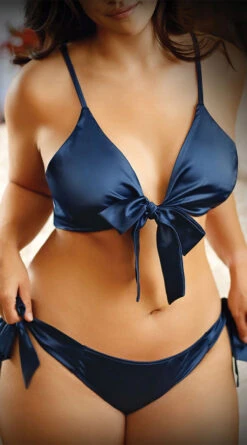 Fantasy Plus Size Girl Like You Satin Tie Bra Set 7 Fantasy Plus Size Girl Like You Satin Tie Bra Set -Lingerie Shop FA V742X NVY front 2021FEB29415