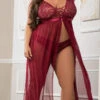 Plus Size Luxurious Lace Lingerie Gown Set 1 Plus Size Luxurious Lace Lingerie Gown Set -Lingerie Shop GW D2232PQ Red 102 Edit 2022OCT52176