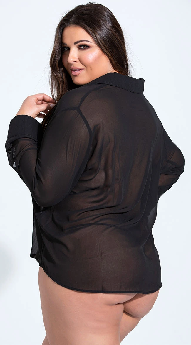 Plus Size French Cuffed Button Down Sleep Shirt 4 Plus Size French Cuffed Button Down Sleep Shirt - Image 2