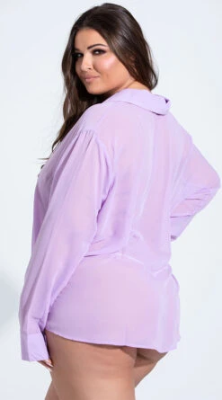 Plus Size French Cuffed Button Down Sleep Shirt 10 Plus Size French Cuffed Button Down Sleep Shirt -Lingerie Shop IL 7802X PURP 6 YANDY PS03242021