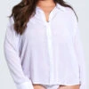 Plus Size French Cuffed Button Down Sleep Shirt -Lingerie Shop IL 7802X WHT 1 YANDY PS03242021