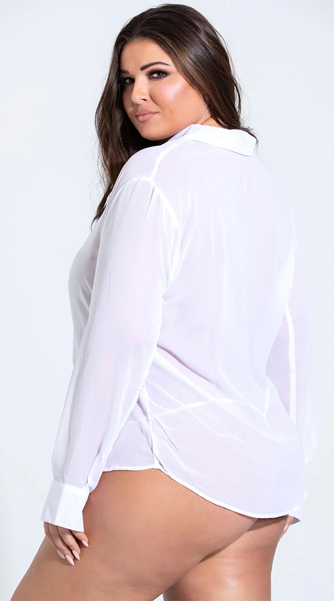 Plus Size French Cuffed Button Down Sleep Shirt 6 Plus Size French Cuffed Button Down Sleep Shirt - Image 4