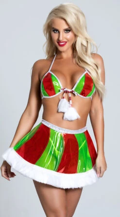 Holographic Vinyl Fur Skirt 10 Holographic Vinyl Fur Skirt -Lingerie Shop JV CH378 CH379 GREENRED 2 PS11102020