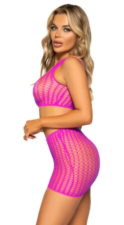LEG AVENUE Neon Crochet Crop Top And Skirt Set -Lingerie Shop LA 81651 004 029 2022APR47820