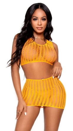 LEG AVENUE Neon Crochet Crop Top And Skirt Set -Lingerie Shop LA 81651 01 030 2022APR47820
