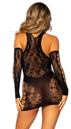 LEG AVENUE Racerback Fishnet And Lace Mini Dress Set 10 LEG AVENUE Racerback Fishnet And Lace Mini Dress Set -Lingerie Shop LA 86129 002 001 2022APR47820