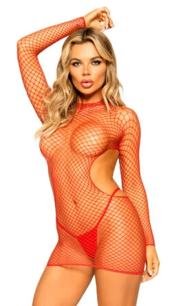 LEG AVENUE Cut-Out Long Sleeve Mini Dress -Lingerie Shop LA 86132 006 003 2022APR47820