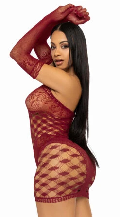 LEG AVENUE Netted Tube Dress And Gloves Set -Lingerie Shop LA 86136 004 0362022SEPT53496