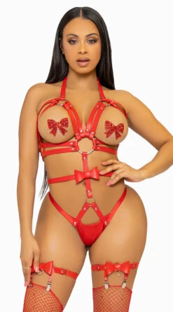 LEG AVENUE O-Ring Studded Harness Teddy -Lingerie Shop LA KI4037 001 0032022SEPT53496