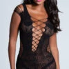 MUSIC LEGS Fishnet Chemise With Deep V 1 MUSIC LEGS Fishnet Chemise With Deep V -Lingerie Shop ML 6628 BLACK PS06072019 1