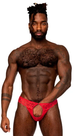 Men's Sassy Lace Open Thong -Lingerie Shop MO 409280 RE 2023APRIL