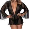 Mesh And Multi-Net Short Robe -Lingerie Shop MS M288 BLK ALT2 2022JUNE50296