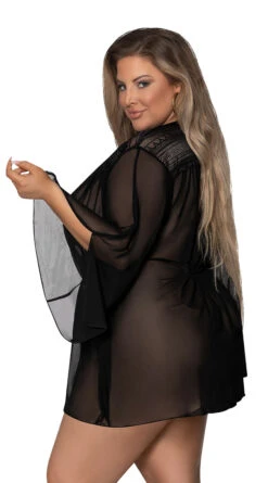 Mesh And Multi-Net Short Robe -Lingerie Shop MS M288 BLK ALT 2022JUNE50296 2