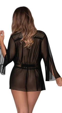 Mesh And Multi-Net Short Robe -Lingerie Shop MS M288 BLK Back 2022JUNE50296
