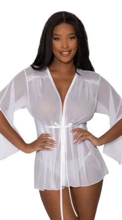 Mesh And Multi-Net Short Robe -Lingerie Shop MS M288 WHT 2022JUNE50296