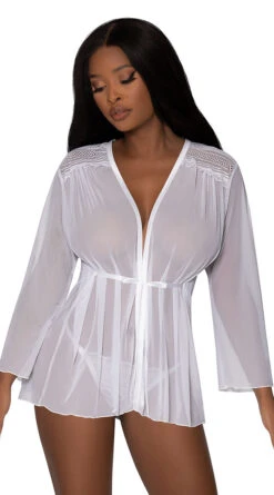 Mesh And Multi-Net Short Robe -Lingerie Shop MS M288 WHT ALT2 2022JUNE50296