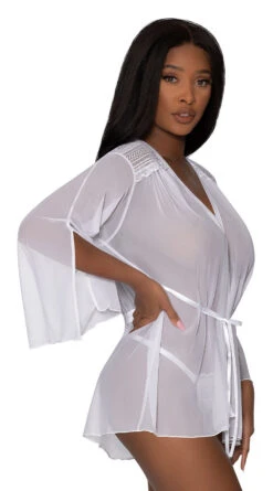 Mesh And Multi-Net Short Robe -Lingerie Shop MS M288 WHT ALT 2022JUNE50296
