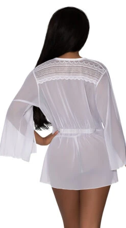 Mesh And Multi-Net Short Robe -Lingerie Shop MS M288 WHT Back 2022JUNE50296