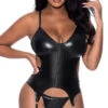 Vinyl Encounter Bustier Set -Lingerie Shop MS M319 BLK Full Length 2023APRIL