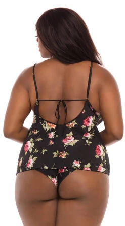 Plus Size Reina Floral PJ Short Set 9 Plus Size Reina Floral PJ Short Set -Lingerie Shop OL 40 10731X BK100 BACK BA